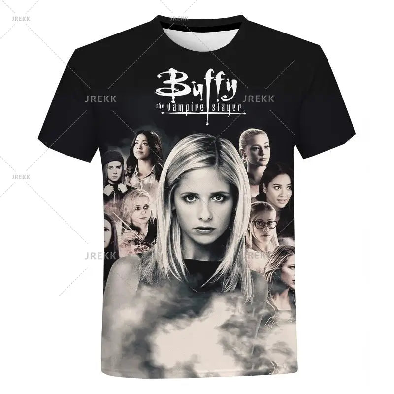 Buffy The Vampire Slayer 3D Graphic T-shirt Men Women Fashion Casual Short Sleeve Cool Tops Harajuku Streetwear Oversized Tshirt by Geo’s Online Store