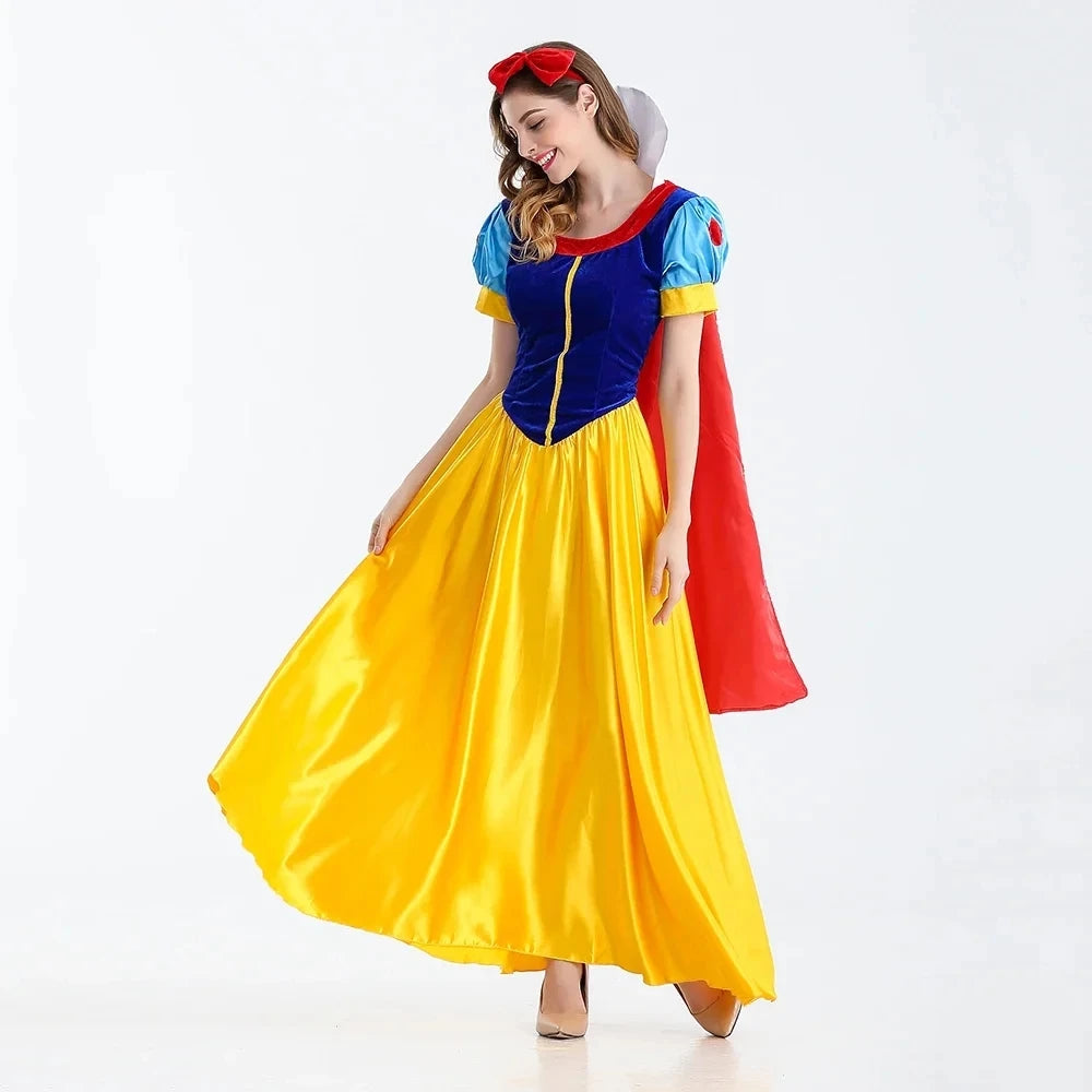 Classic Fairy Tale Snow White Princess Costume Adults Women Halloween Performance Fantasia Princess Cosplay Role Playing Dresses by Geo’s Online Store