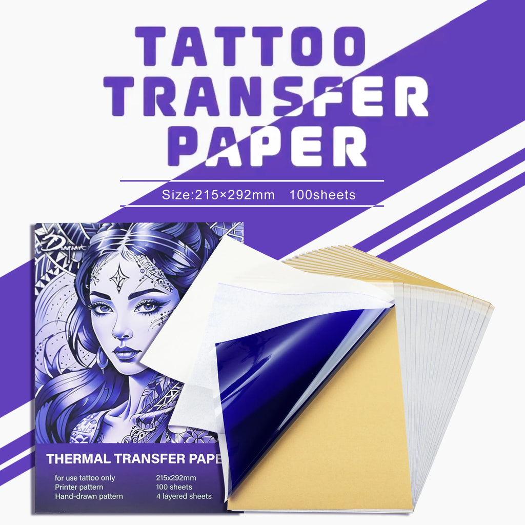 20/100pcs Tattoo Transfer Paper Carbon Thermal Stencil 4 Layered Sheet Tattoo Paper Copy Paper Tracing Paper for Tattoo Supplies by Geo’s Online Store