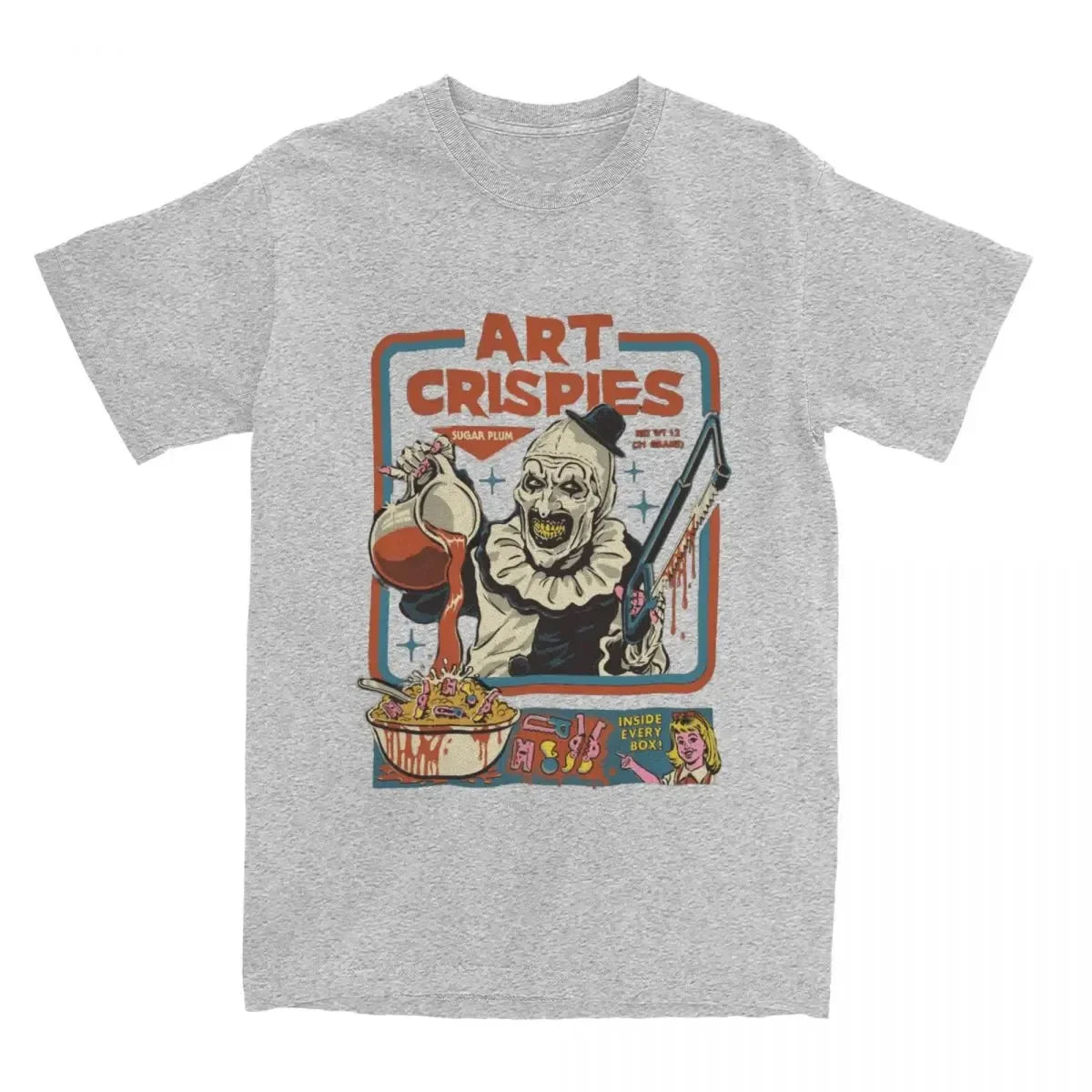 Art Crispies Terrifier Clown Shirt Apparel Men Women's Pure Fashion Retro Horror Shirt Clothes Graphic Printing Crew Neck Tees by Geo’s Online Store