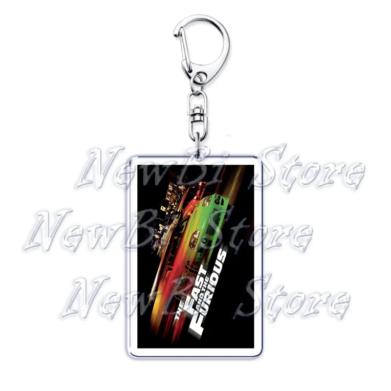 Classic Fast Furious Movie Cover Poster Keychain for Accessories Bag Pendant Sport Car Key Chain Ring Keyring Jewelry Fans Gift by Geo’s Online Store