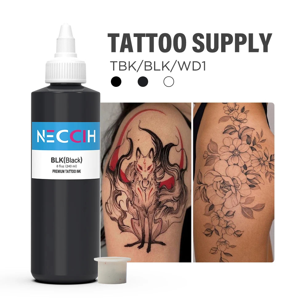 240ml White/Black Tattoo Ink Pigment Body Art Tattoo Kits Professional Beauty Paints Makeup Tattoo Supplies Semi-permanent by Geo’s Online Store