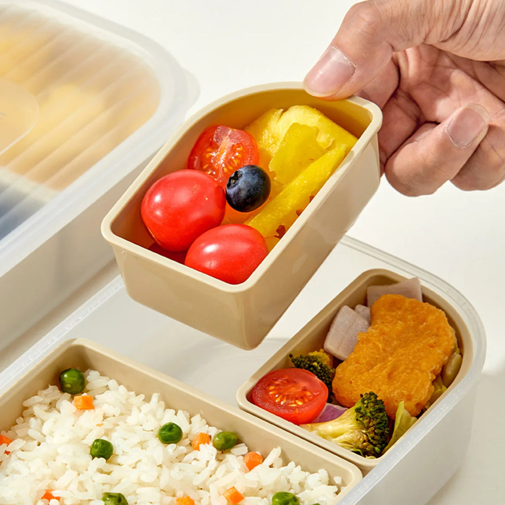 WORTHBUY 3 Grids Microwave Plastic Lunch Box Portable Detachable Fruit Bento Box Stackable Food Container For School Office by Geo’s Online Store