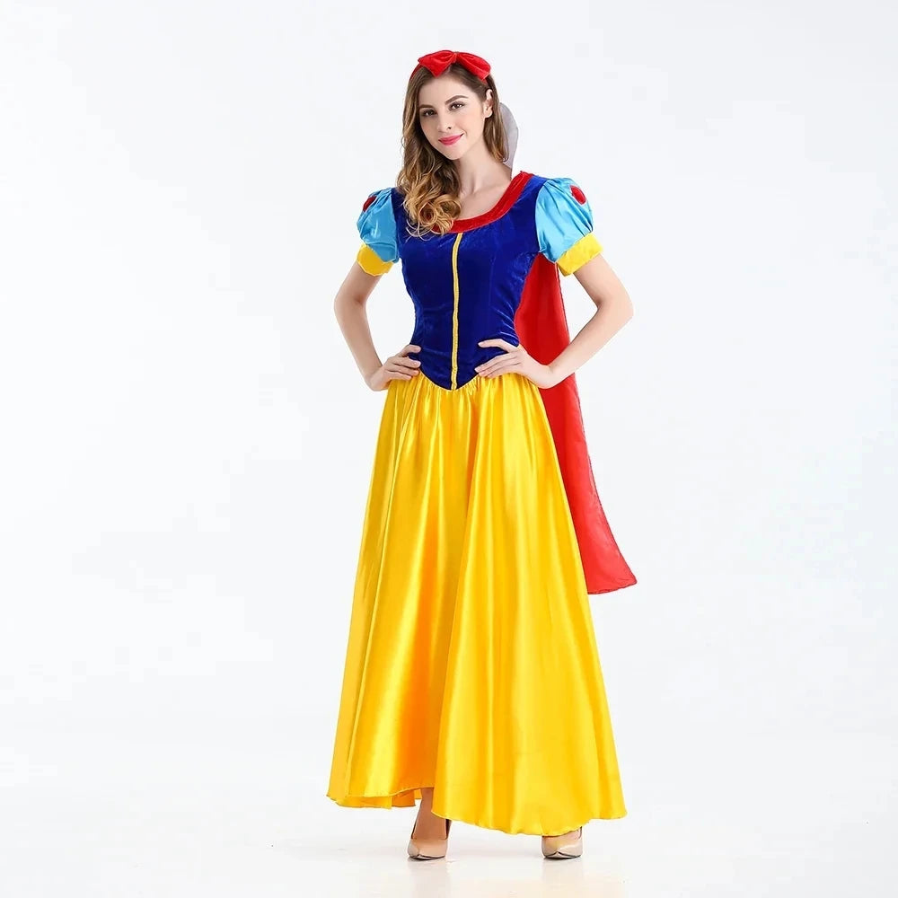 Classic Fairy Tale Snow White Princess Costume Adults Women Halloween Performance Fantasia Princess Cosplay Role Playing Dresses by Geo’s Online Store