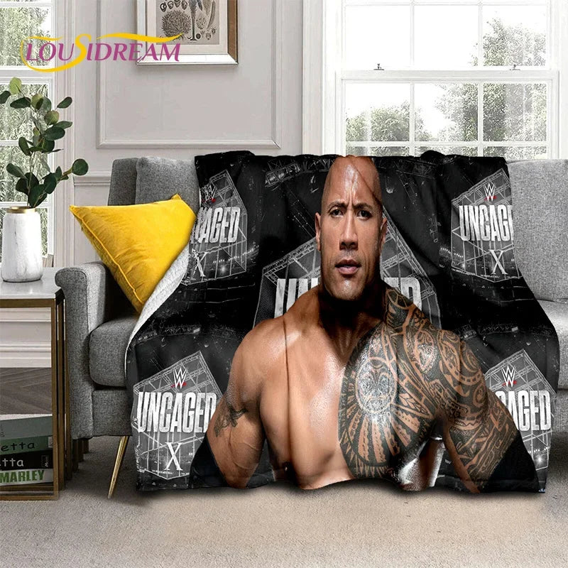 3D The Rock Dwayne Johnson Actor Soft Flannel Blanket,Throw Blanket Comfortable Blanket for Picnic Beds Sofa Home Bedroom Gift by Geo’s Online Store