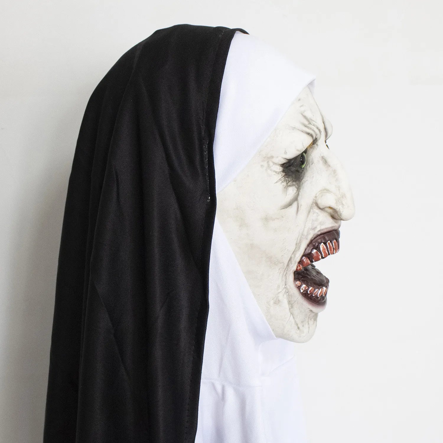 Horror Nun Mask Headscarf Cosplay Creepy Valak Ghost Face Latex Masks Halloween Carnival Purim Party Headpiece Costume Props by Geo’s Online Store