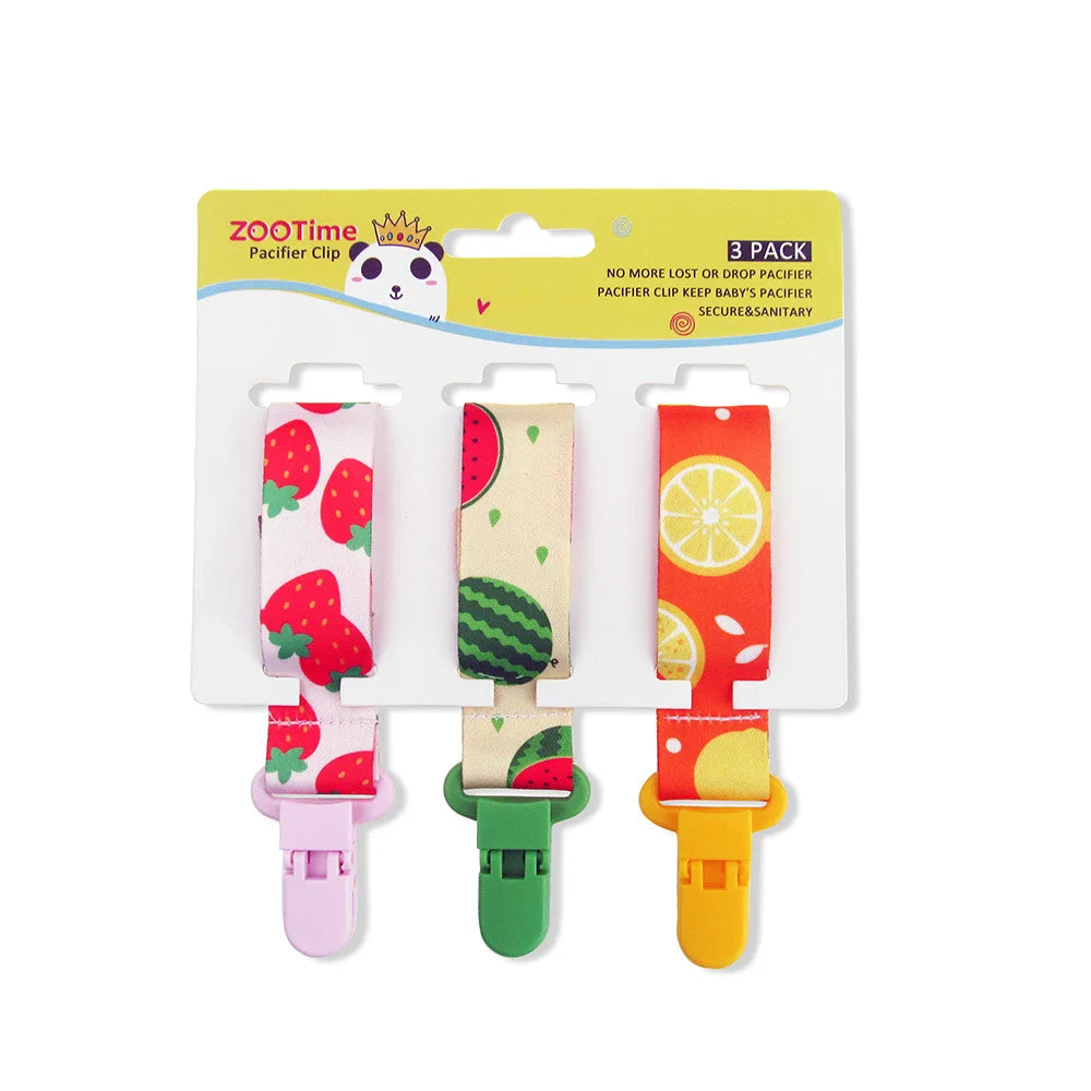 Chain Baby Pacifier Dummy Clip 3 Pcs/Set Personalized Pacifier Clip Nipple Holder for Baby Cartoon Print Child Pacifier Clips by Geo’s Online Store