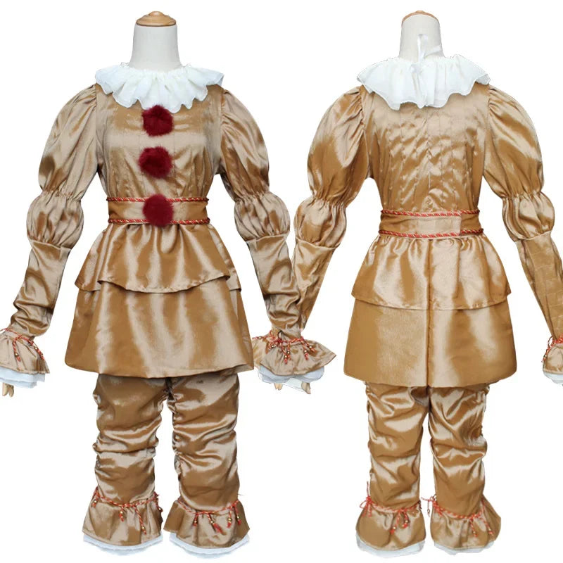 Movie Cosplay Pennywise Clown Cosplay Costume Halloween Adult Carnival Party Stage Performance Villain Vintage Clothing Set by Geo’s Online Store