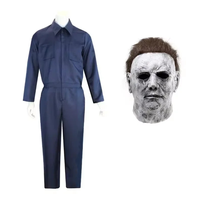Halloween Myers Cosplay Costume Michael Outfits Anime Bloody Killer Cos Jumpsuit Horror Mask Party Costume for Adult Men Women by Geo’s Online Store