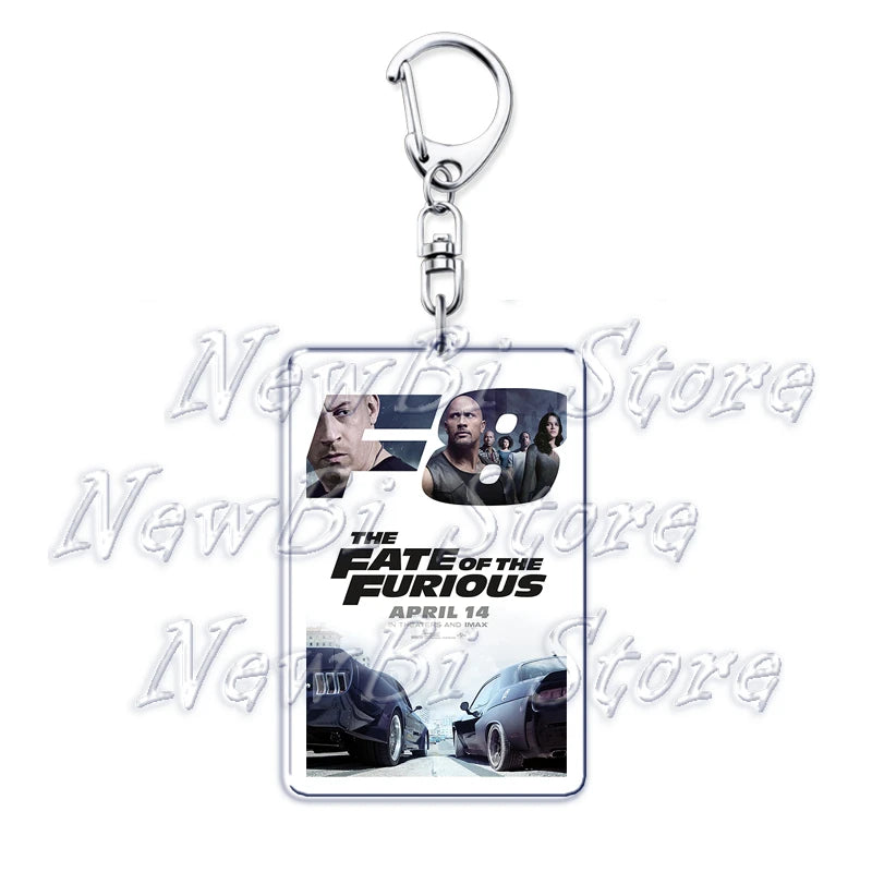Classic Fast Furious Movie Cover Poster Keychain for Accessories Bag Pendant Sport Car Key Chain Ring Keyring Jewelry Fans Gift by Geo’s Online Store