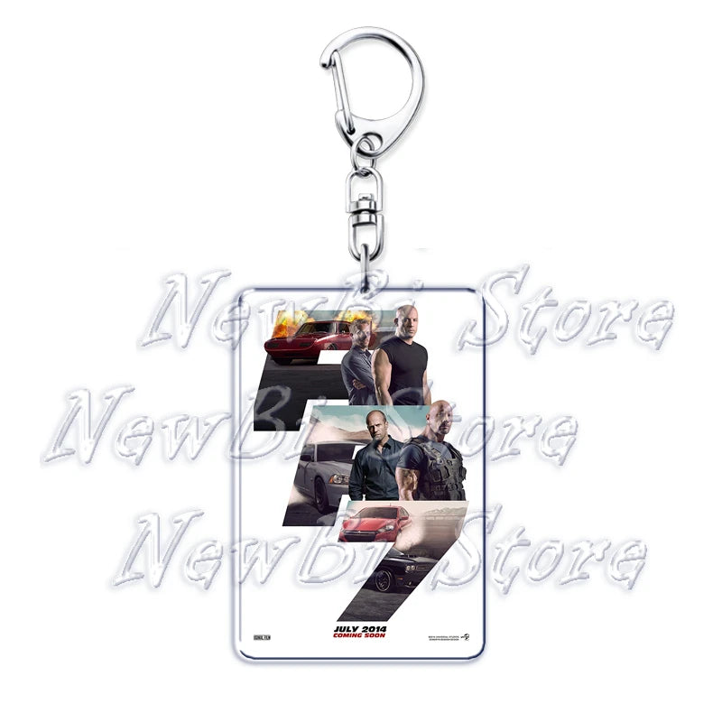Classic Fast Furious Movie Cover Poster Keychain for Accessories Bag Pendant Sport Car Key Chain Ring Keyring Jewelry Fans Gift by Geo’s Online Store