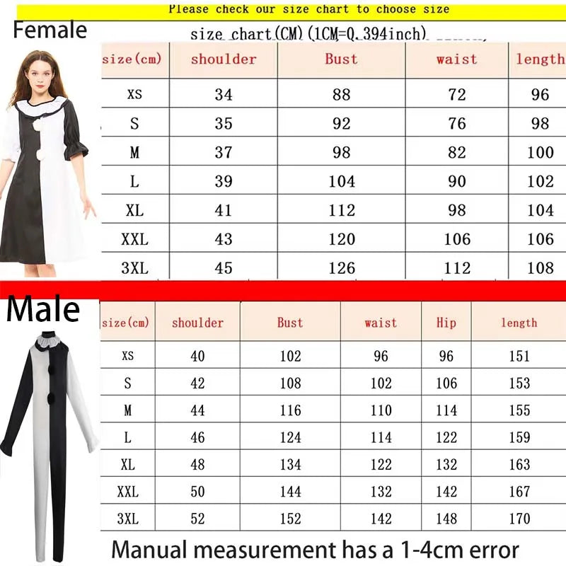 Terrifierr Cosplay Costume 1 Set Female Or Male Horror Carnival Party Skin-Tight Killer Clowns Jumpsuit for Halloween Costume by Geo’s Online Store