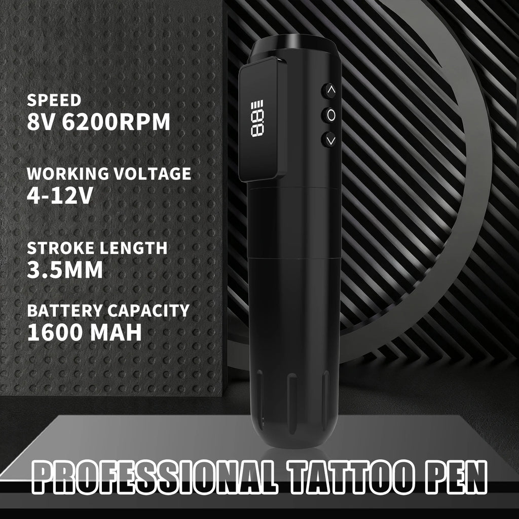 YILONG Wireless Tattoo Gun Kit With 1600MAH Power and LED Screen 3.5MM Stroke Rotary Tattoo Machine Pen Set for Tattoo Beginners by Geo’s Online Store