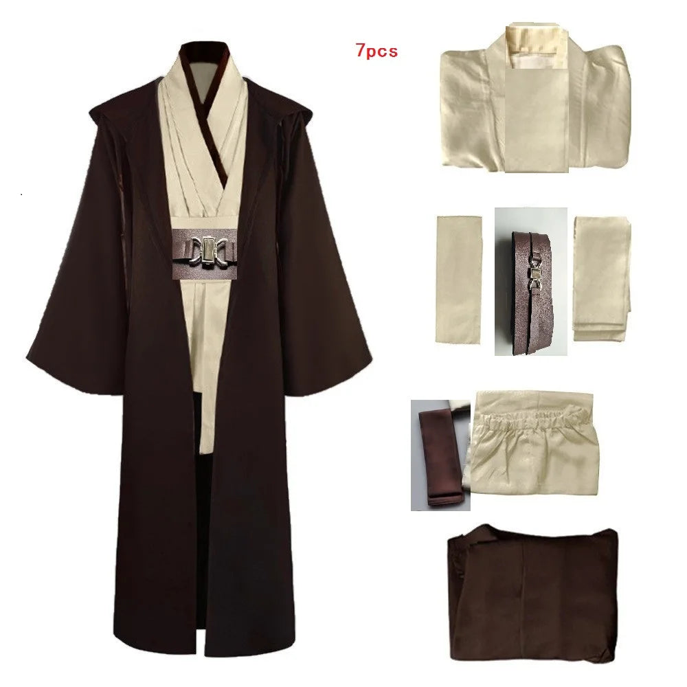 Obi Wan Kenobi Jedi Cosplay Costume Adult Unisex Coat Friar Uniform Robe Full Set Accessories Halloween Carnival Outfits by Geo’s Online Store