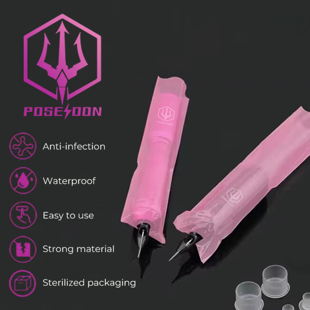 POSEIDON Tattoo Pencil Sleeve Bag Covers 200Pcs and 3Pcs Pink Bandage Practice Taattoo Sets Microblading Supplie for Artists by Geo’s Online Store
