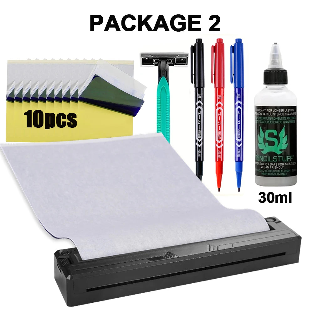 Wireless Tattoo Transfer Machine Kit Portable Wireless Tattoo Stencil Printers with Thermal Stencil Papers Transfer Cream Gel by Geo’s Online Store