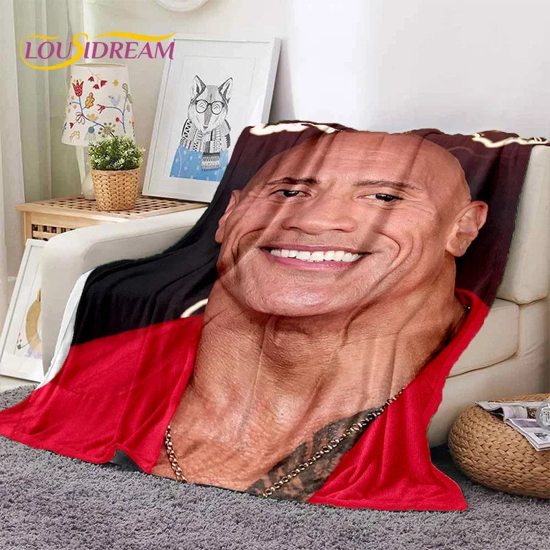 3D The Rock Dwayne Johnson Actor Soft Flannel Blanket,Throw Blanket Comfortable Blanket for Picnic Beds Sofa Home Bedroom Gift by Geo’s Online Store