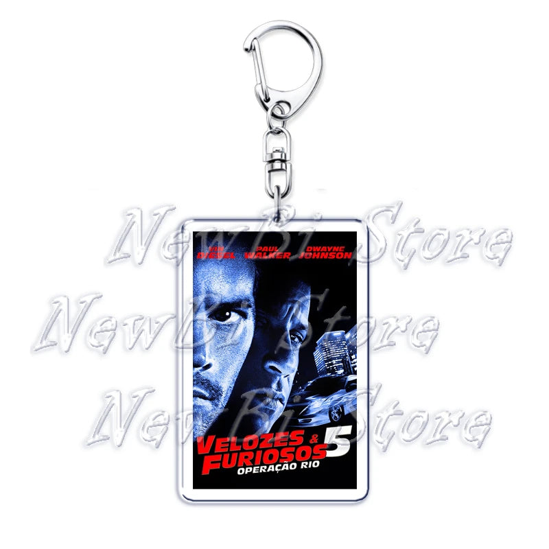 Classic Fast Furious Movie Cover Poster Keychain for Accessories Bag Pendant Sport Car Key Chain Ring Keyring Jewelry Fans Gift by Geo’s Online Store