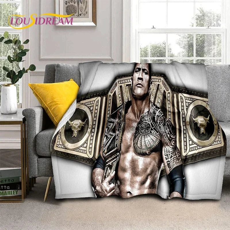 3D The Rock Dwayne Johnson Actor Soft Flannel Blanket,Throw Blanket Comfortable Blanket for Picnic Beds Sofa Home Bedroom Gift by Geo’s Online Store