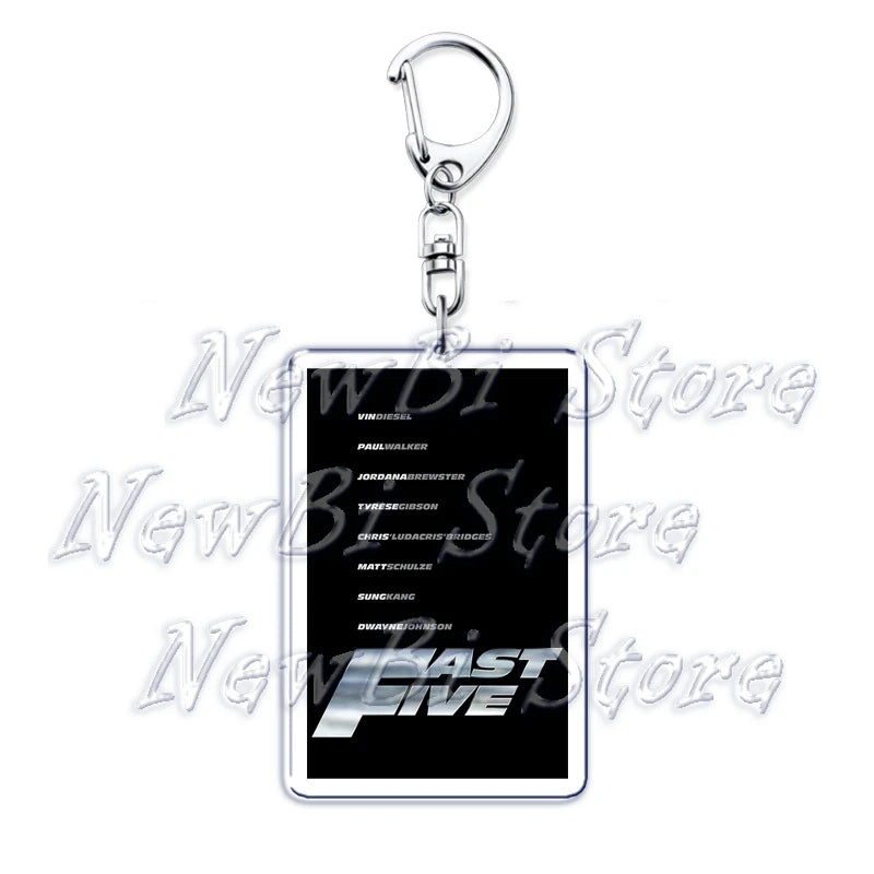 Classic Fast Furious Movie Cover Poster Keychain for Accessories Bag Pendant Sport Car Key Chain Ring Keyring Jewelry Fans Gift by Geo’s Online Store