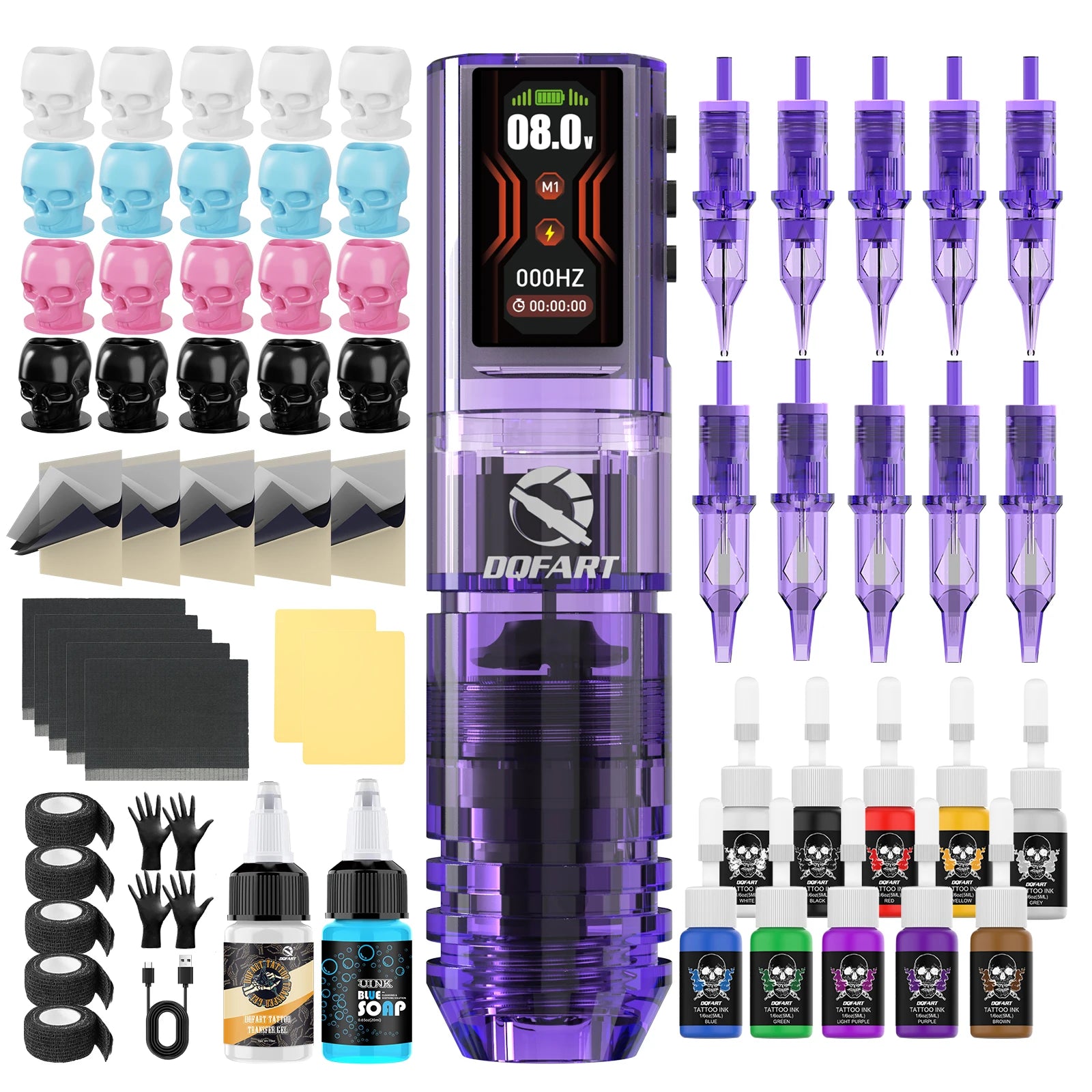 DQFART Wireless Tattoo Pen Tattoo Kit 6 Hours Battery Life Tattoo Machine for Pro Body Artist Tattoo Supplies Tattoo Accessories by Geo’s Online Store