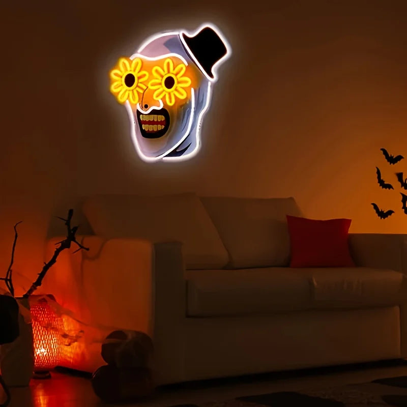 Terrifier UV Printed Neon Sign Halloween Atmosphere LED Neon Light for Wall Bedroom Party Game Room Man Cave Decor Birthday Gift by Geo’s Online Store