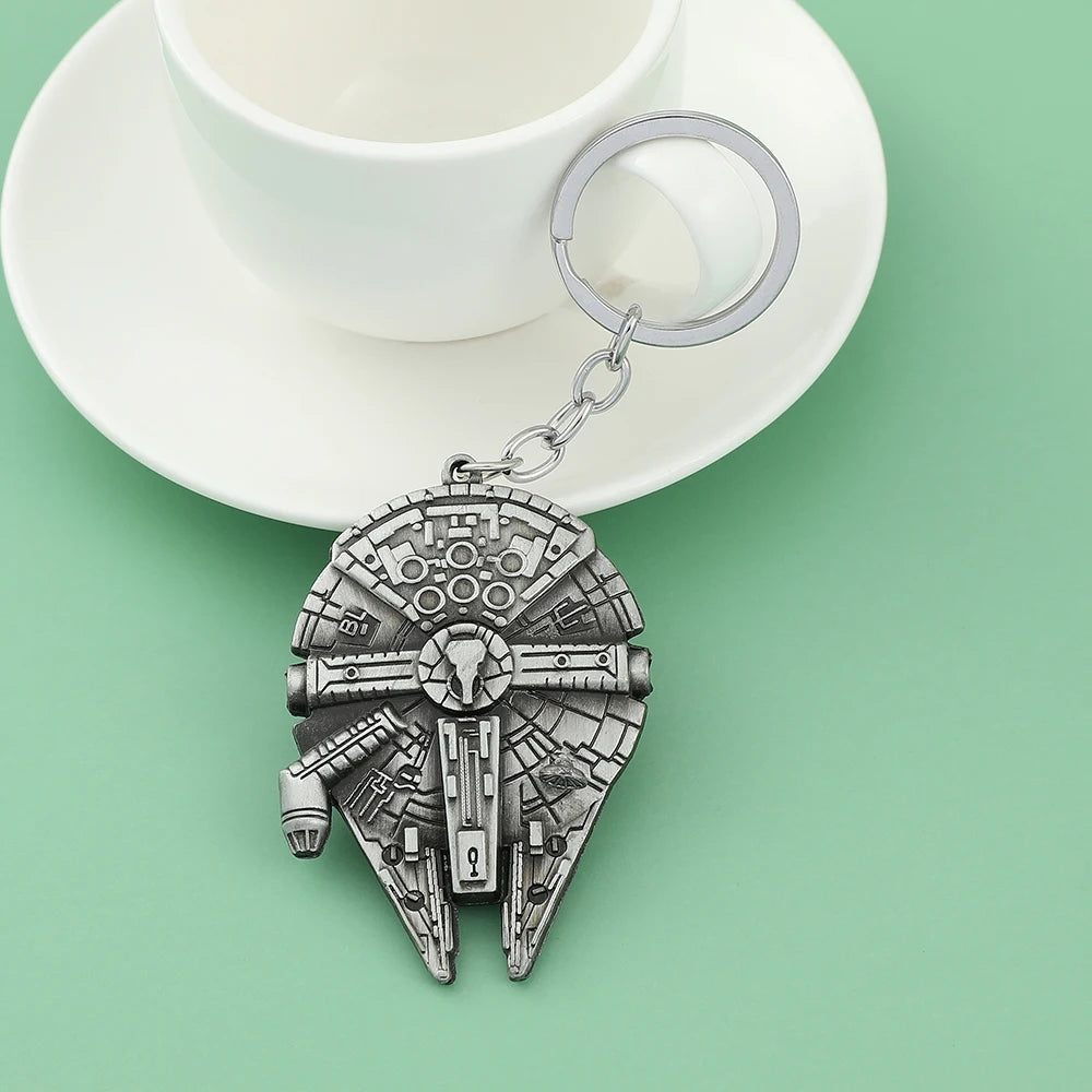 Movie Star War Millennium Falcon Spaceship Vintage Pendant Keychain Fashion Commuter Jewelry Accessories for Men Gift by Geo’s Online Store