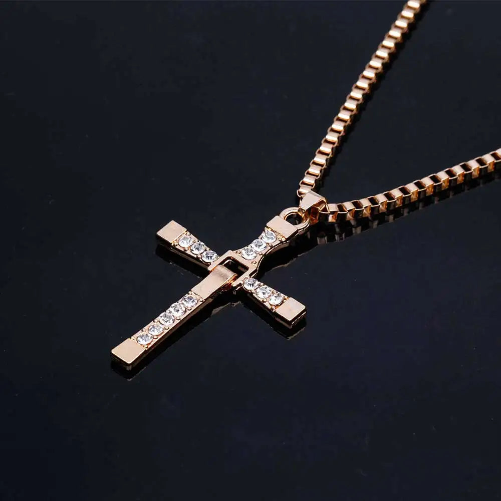 Dominic Toretto The Fast and The Furious Celebrity Vin Diesel Item Crystal Jesus Men Cross Pendant Necklace Gift Jewelry by Geo’s Online Store