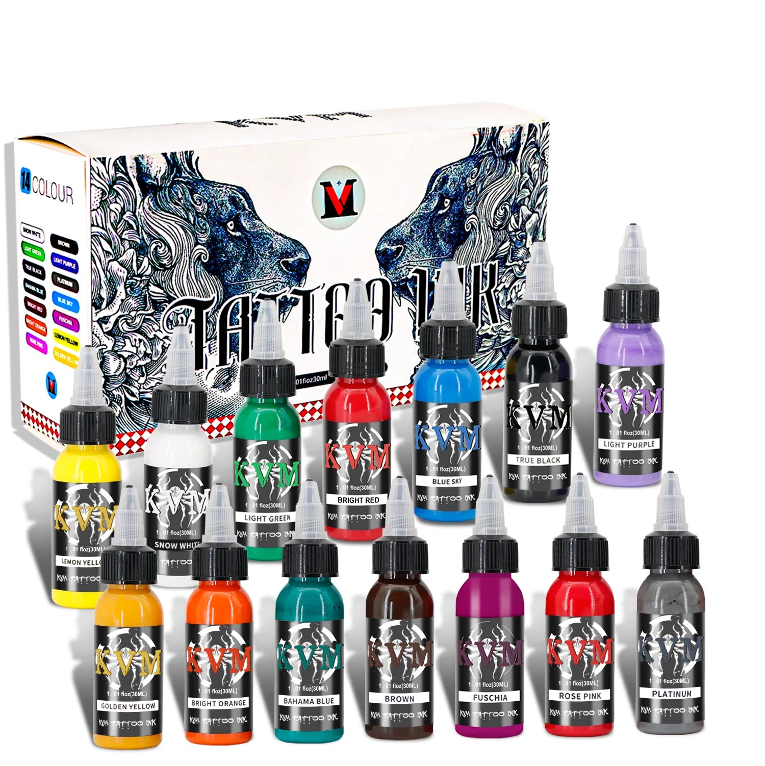 KVM 30ml Multi-Color Tattoo Ink Pigment with box Art Tattoo Kit Natural Plant Micro Pigment Permanent Tattoo Ink Tattoo Supplies by Geo’s Online Store