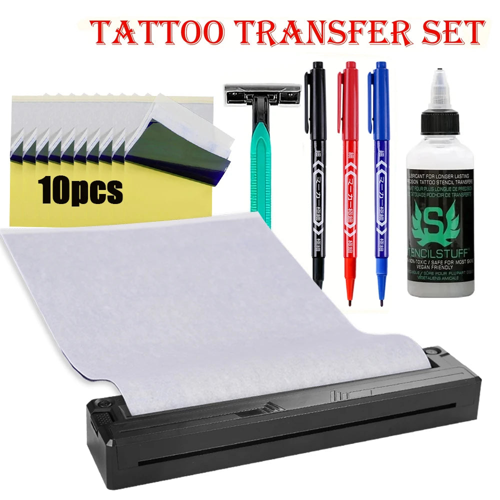 Wireless Tattoo Transfer Machine Kit Portable Wireless Tattoo Stencil Printers with Thermal Stencil Papers Transfer Cream Gel by Geo’s Online Store