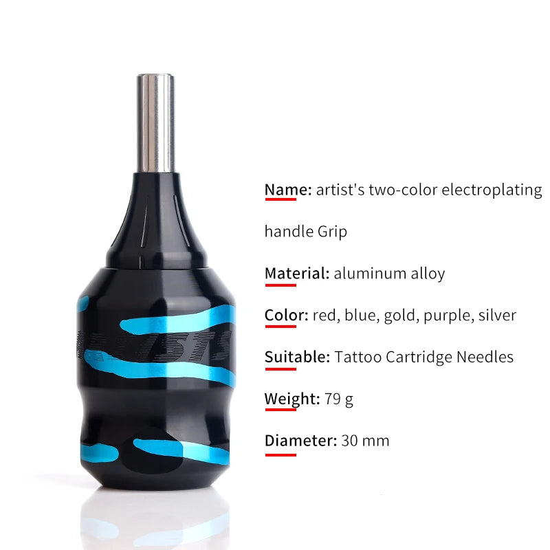 High Quality 30MM Aluminum Alloy Tattoo Grip With Back Stem Handle Grip Tattoo Tube Tip Kit Multi Color by Geo’s Online Store