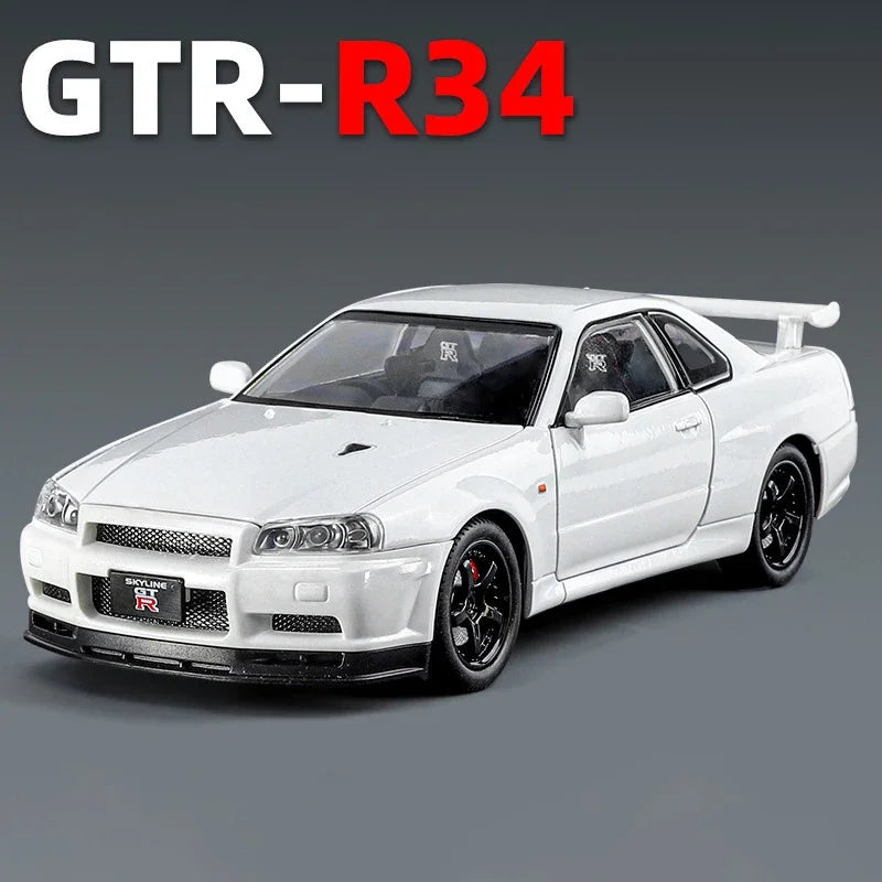 1:24 Scale Car Nissan Skyline GTR-R34 Alloy Vehicle Model Diecast Metal Fast＆Furious Collectible Childrens Birthday Toy Gifts by Geo’s Online Store