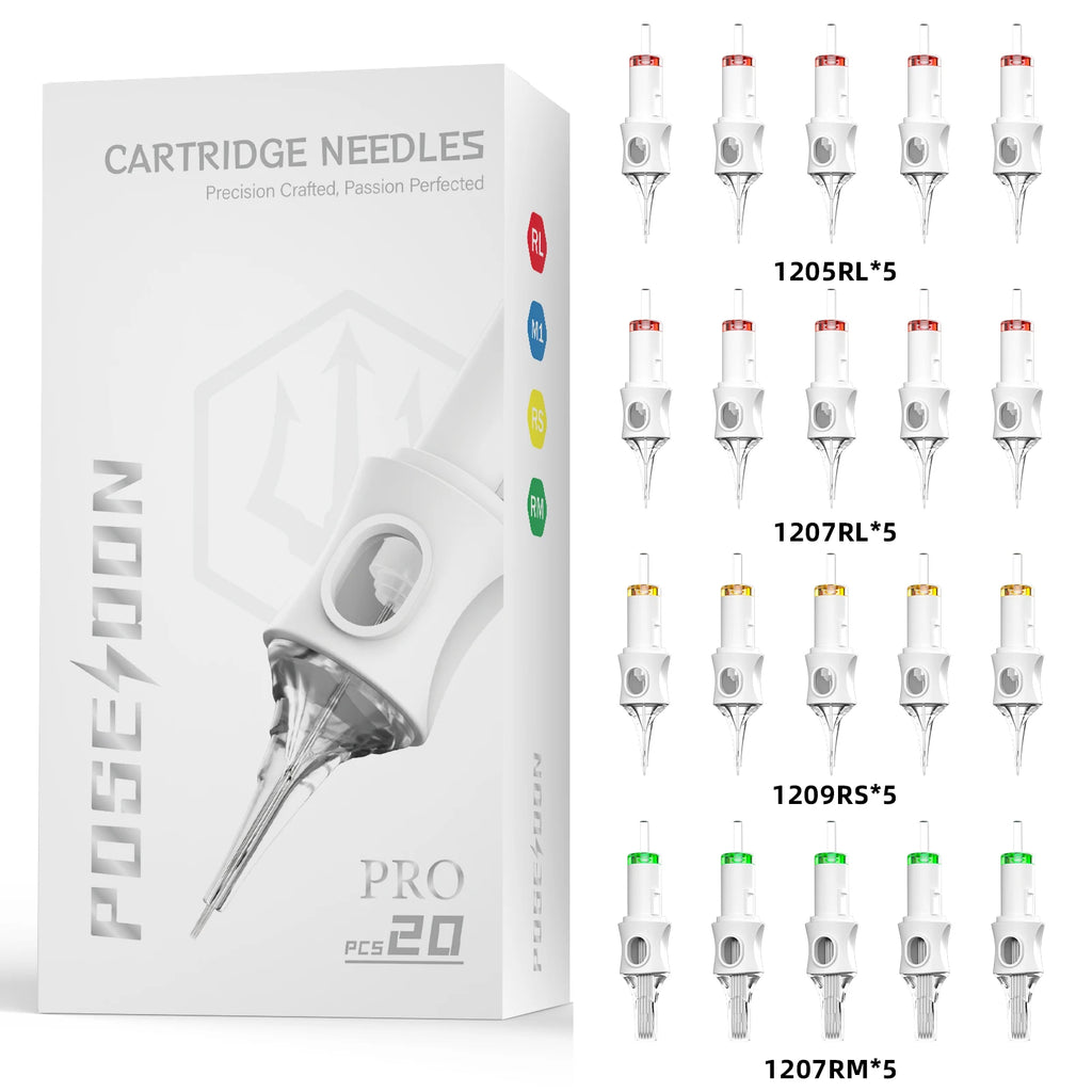 20Pcs Tattoo Needles POSEIDON V6 PRO MAX Tattoo Cartridge Needles New Disposable Safty Permanent Makeup Tattoo Needles Kit by Geo’s Online Store