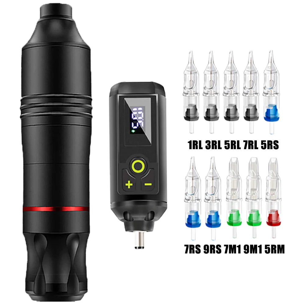 Professional Wireless Tattoo Machine Kit Rotary Tattoo Pen Kit with Wireless Power Supply Inks Needles for Tattoo Beginners Kits by Geo’s Online Store