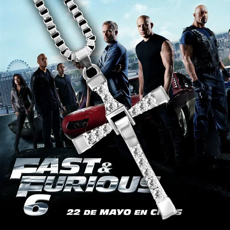 Dominic Toretto The Fast and The Furious Celebrity Vin Diesel Item Crystal Jesus Men Cross Pendant Necklace Gift Jewelry by Geo’s Online Store