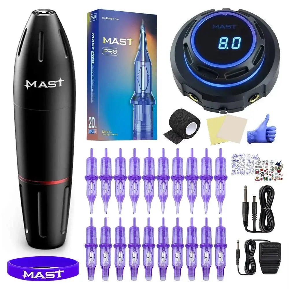 Mast K2 Wireless Tattoo Machine 3.5mm Stroke 1300mAh with Dragonhawk Battery for Beginner or Pro Studio Supplies by Geo’s Online Store