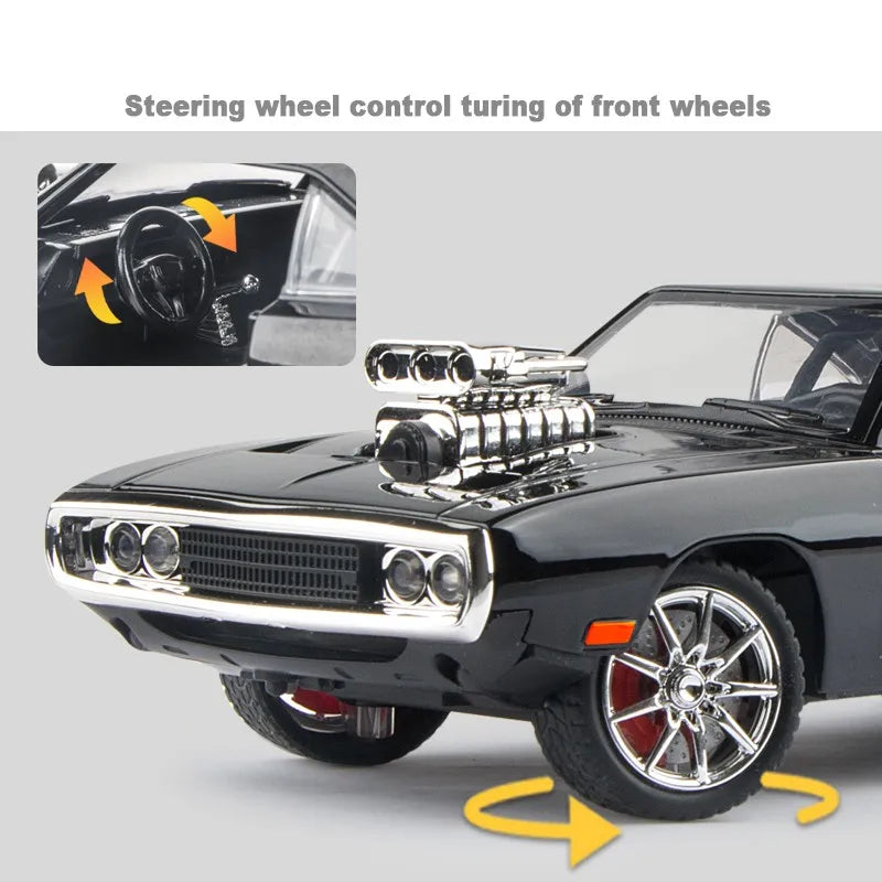 1/24 Fast & Furious 7 Dodge Charger R/T Diecast Alloy Miniature Toy Car Model Pull Back Sound Light Collection Gift For Boy Kid by Geo’s Online Store