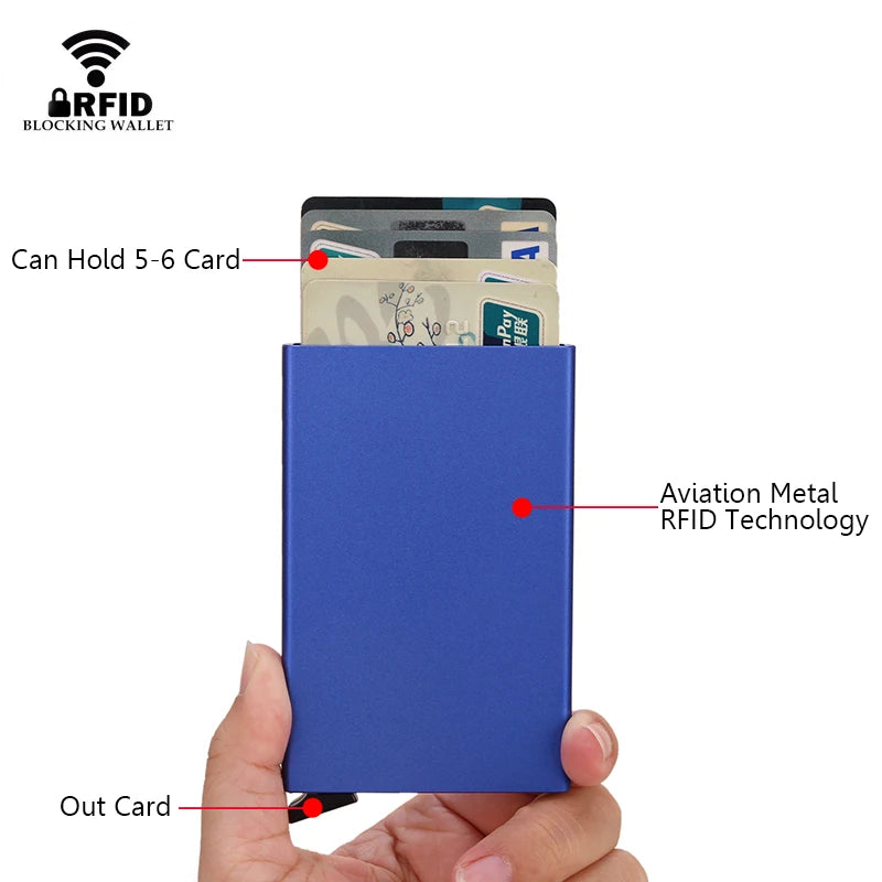 Rfid Smart Wallet Card Holder Metal Thin Slim Men Women Wallets Pop Up Minimalist Wallet Small Black Purse Vallet Walets for Men by Geo’s Online Store