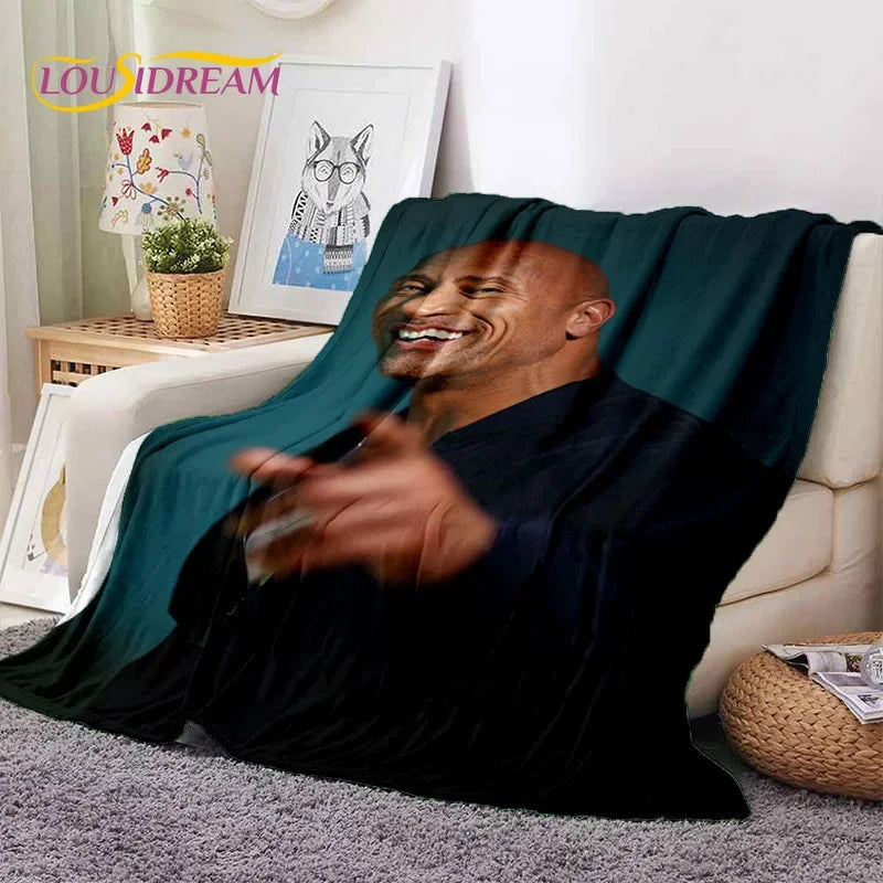 3D The Rock Dwayne Johnson Actor Soft Flannel Blanket,Throw Blanket Comfortable Blanket for Picnic Beds Sofa Home Bedroom Gift by Geo’s Online Store