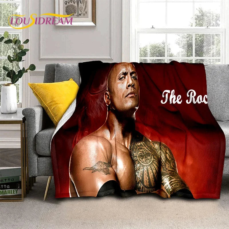 3D The Rock Dwayne Johnson Actor Soft Flannel Blanket,Throw Blanket Comfortable Blanket for Picnic Beds Sofa Home Bedroom Gift by Geo’s Online Store