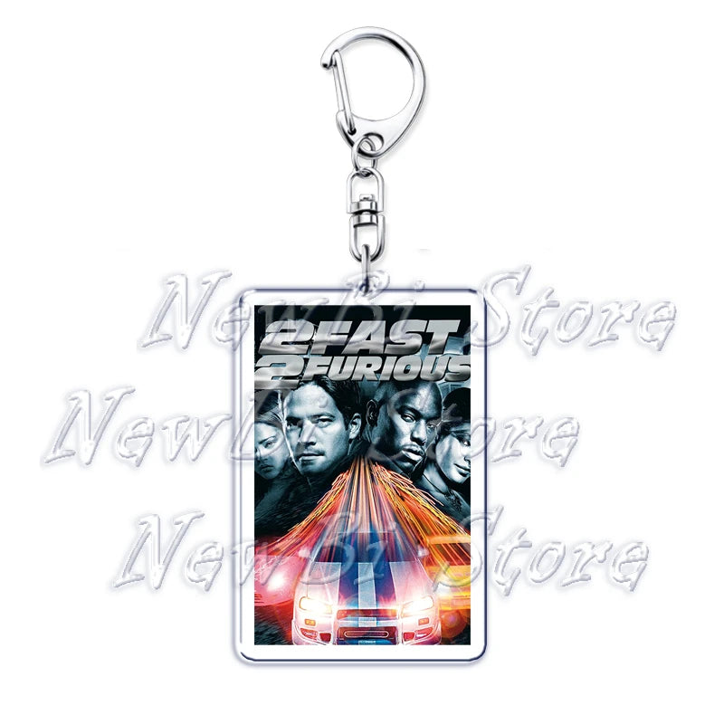 Classic Fast Furious Movie Cover Poster Keychain for Accessories Bag Pendant Sport Car Key Chain Ring Keyring Jewelry Fans Gift by Geo’s Online Store