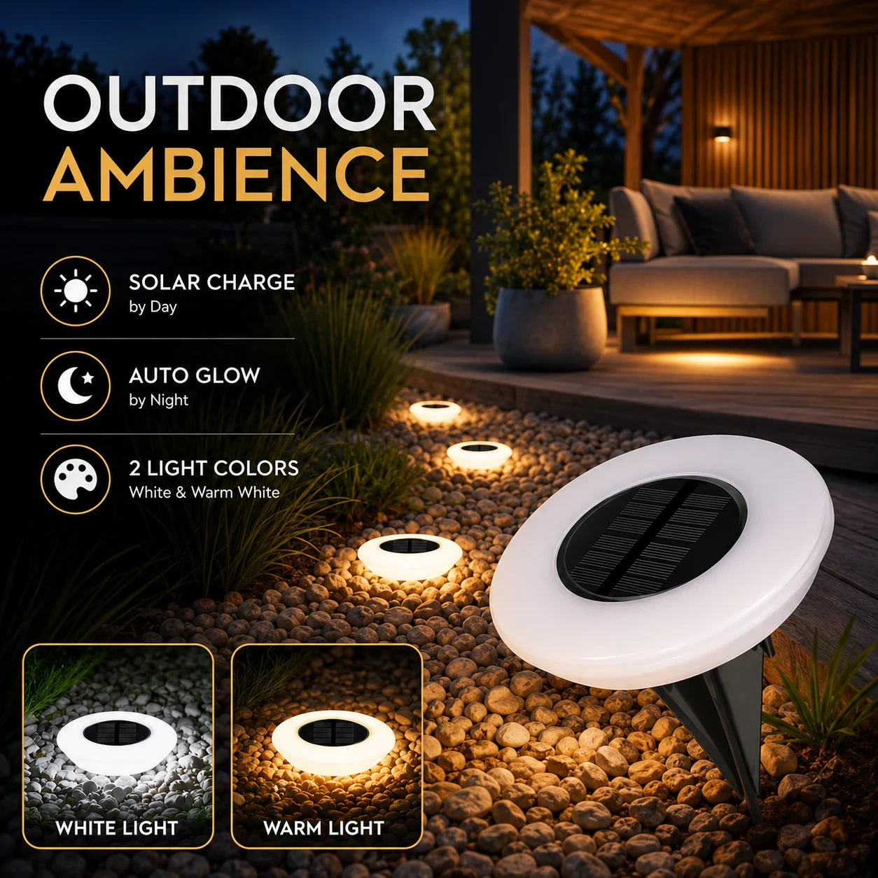 1/2Pack Solar Ground Lights,14LED Waterproof Outdoor Landscape Light, LED Lawn Lamp, for Garden Pathway Yard Deck Camping Decor by Geo’s Online Store
