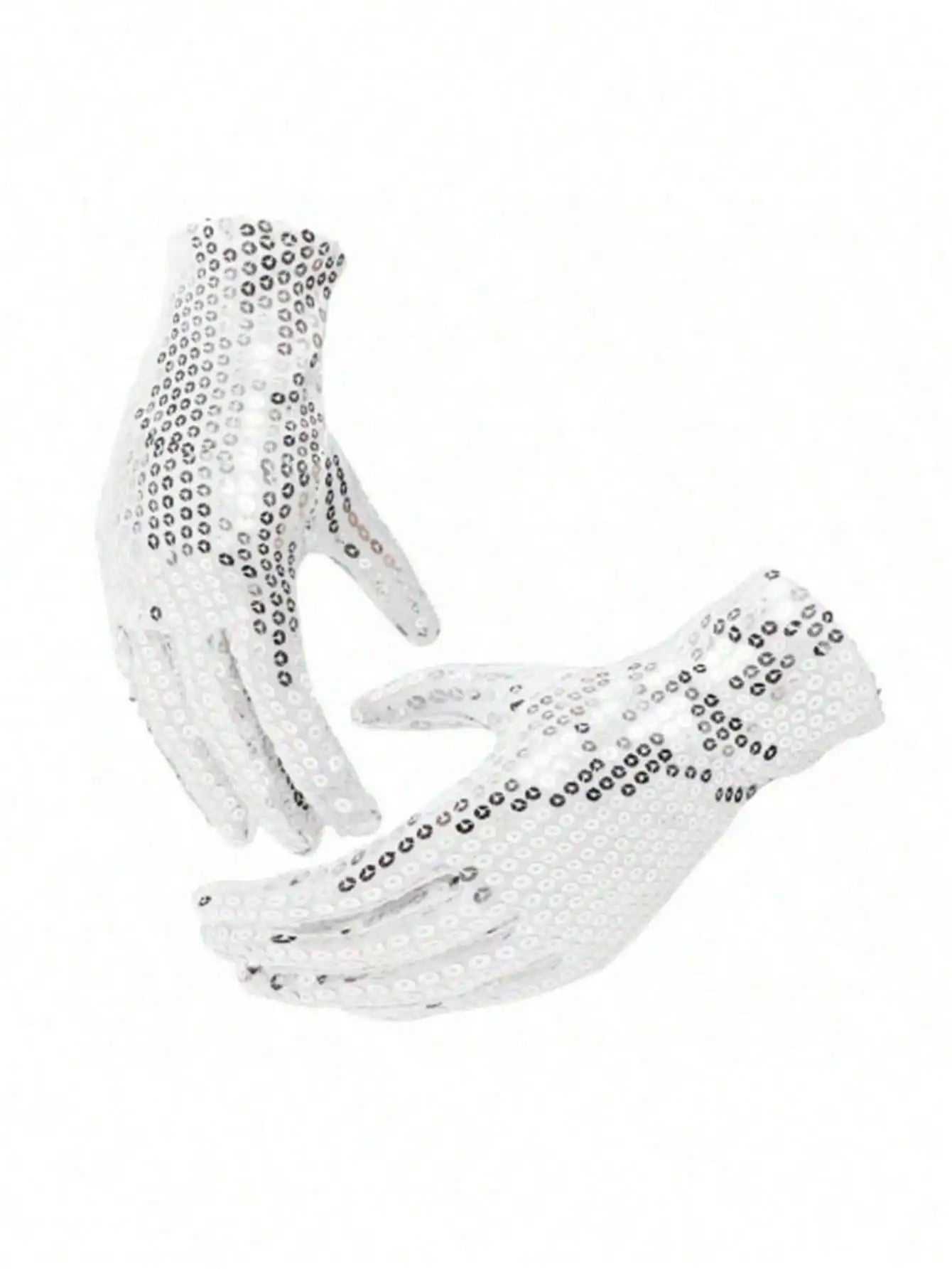 Michael Jackson Costume Accessories Set - Sequin Fedora Hat + Rhinestone Gloves + Aviator Sunglasses, Halloween Cosplay Party Dr by Geo’s Online Store