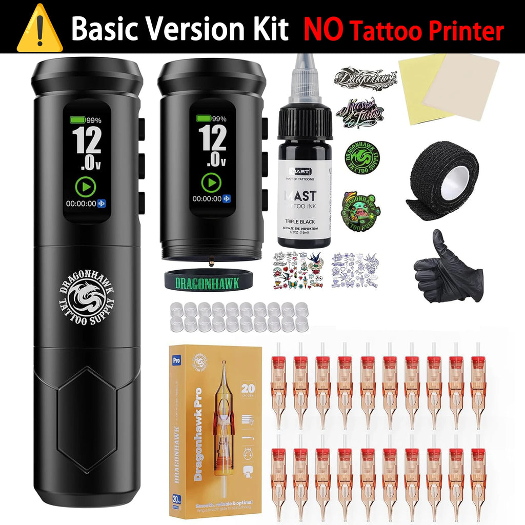 Dragonhawk A1 Pro Tattoo Machine Full Kit A1 Pro Easy To Use Operating Systerm Complete Tattoo Pen Cartridge Needle for Beginner by Geo’s Online Store