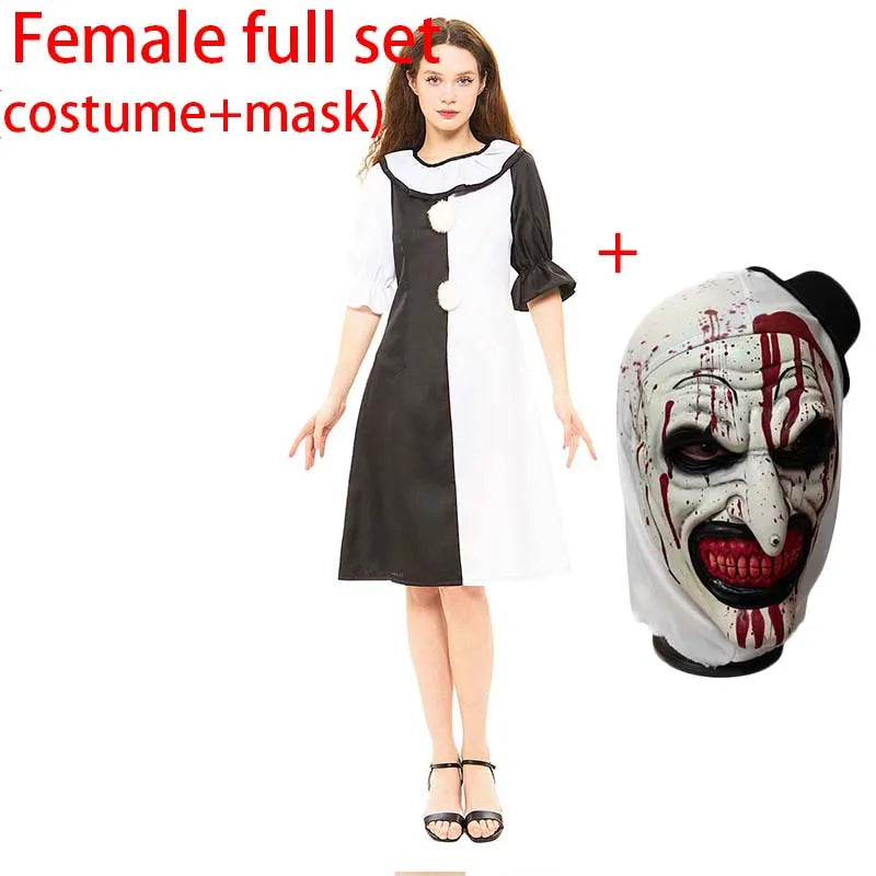 Terrifierr Cosplay Costume 1 Set Female Or Male Horror Carnival Party Skin-Tight Killer Clowns Jumpsuit for Halloween Costume by Geo’s Online Store