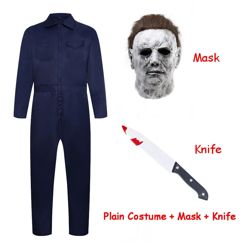 Halloween Cosplay Doodt Michael Myers Cosplay Costume Scary Bloody Killer Jumpsuit Horror Mask Suit Props Clothes Adult Kids by Geo’s Online Store