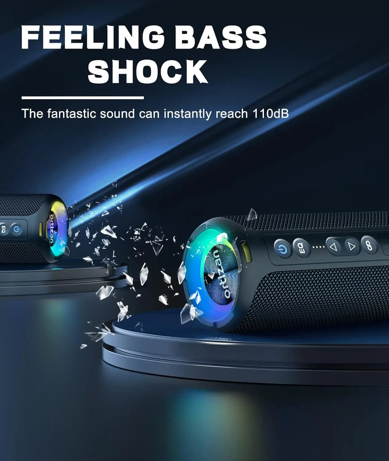 Ortizan Bluetooth Speakers 40W Enhanced Bass Portable Outdoor Wireless Speaker 30Hrs IP7 Waterproof Shower Speaker Bluetooth 5.3 by Geo’s Online Store