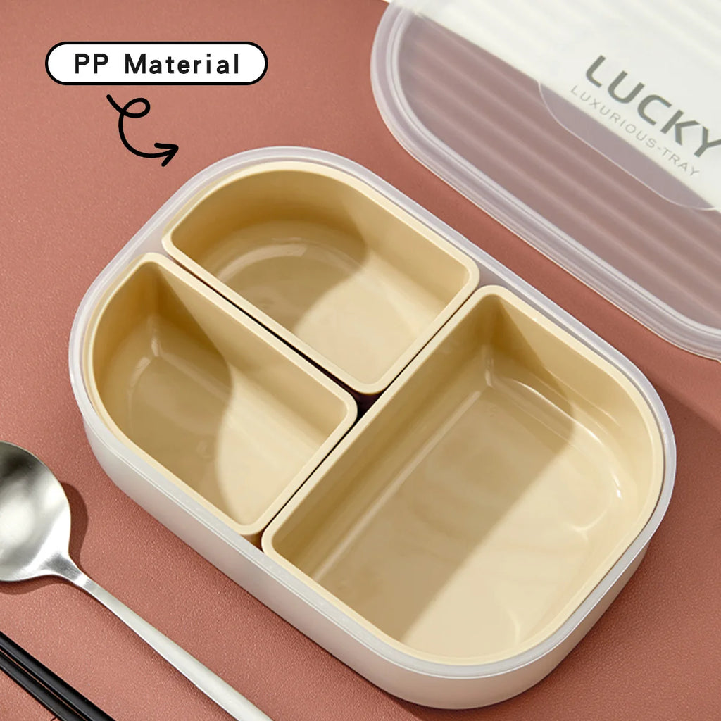 WORTHBUY 3 Grids Microwave Plastic Lunch Box Portable Detachable Fruit Bento Box Stackable Food Container For School Office by Geo’s Online Store