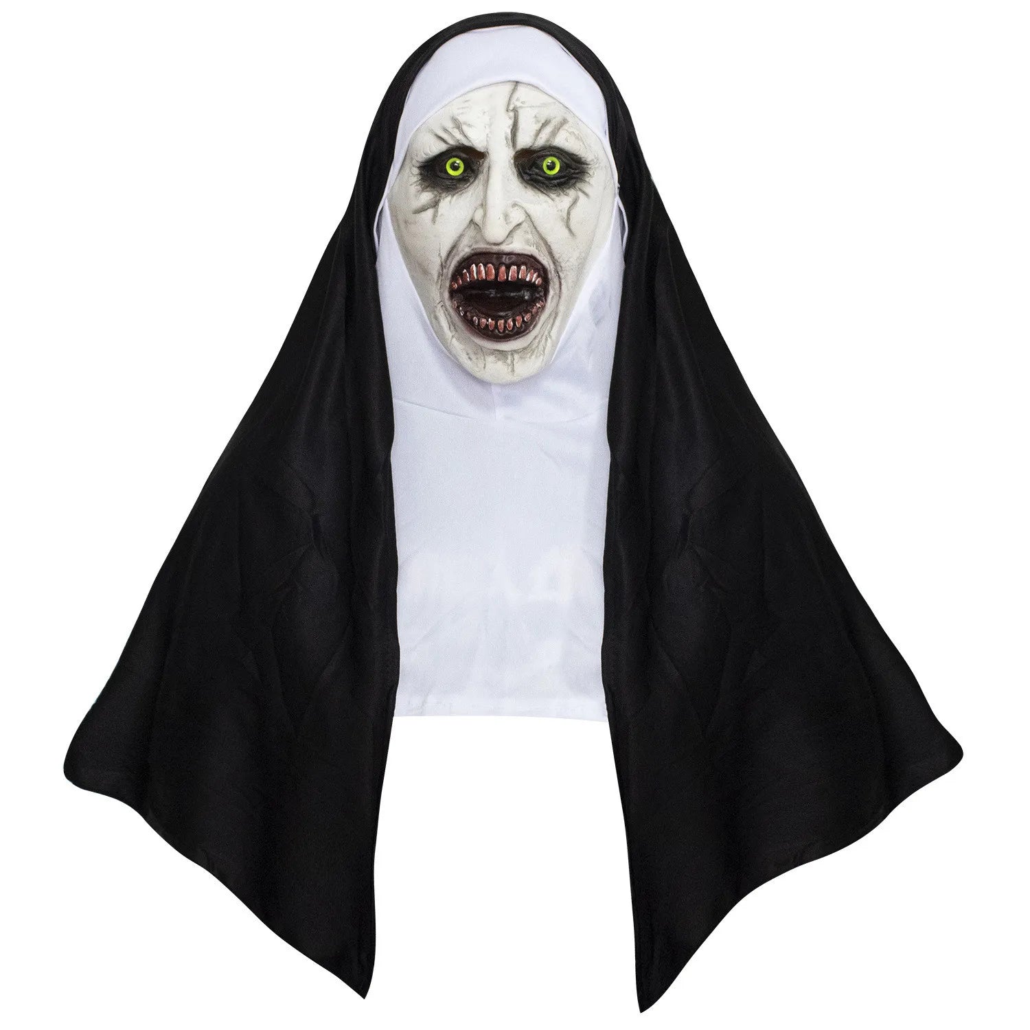 Horror Nun Mask Headscarf Cosplay Creepy Valak Ghost Face Latex Masks Halloween Carnival Purim Party Headpiece Costume Props by Geo’s Online Store