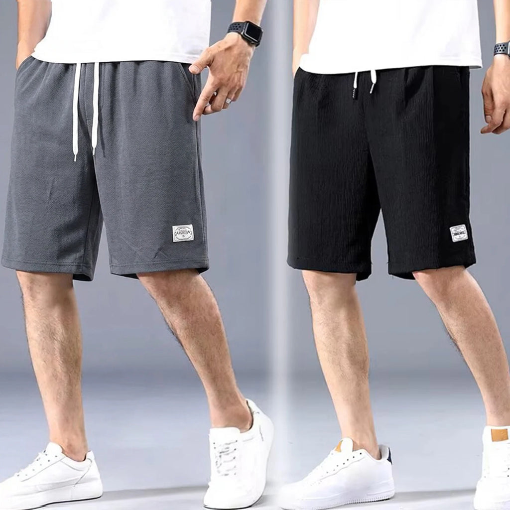 Lce Silk Shorts Men's Thin Sports Cropped Pants Loose Straight Leg Cool Breathable New Fashion Trend Casual XL-XXXL by Geo’s Online Store